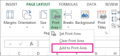 How to setup print area in excel mac